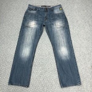 Ecko Unltd Jeans Mens 36x32 Blue Medium Wash Slim Straight Denim Everyday Casual